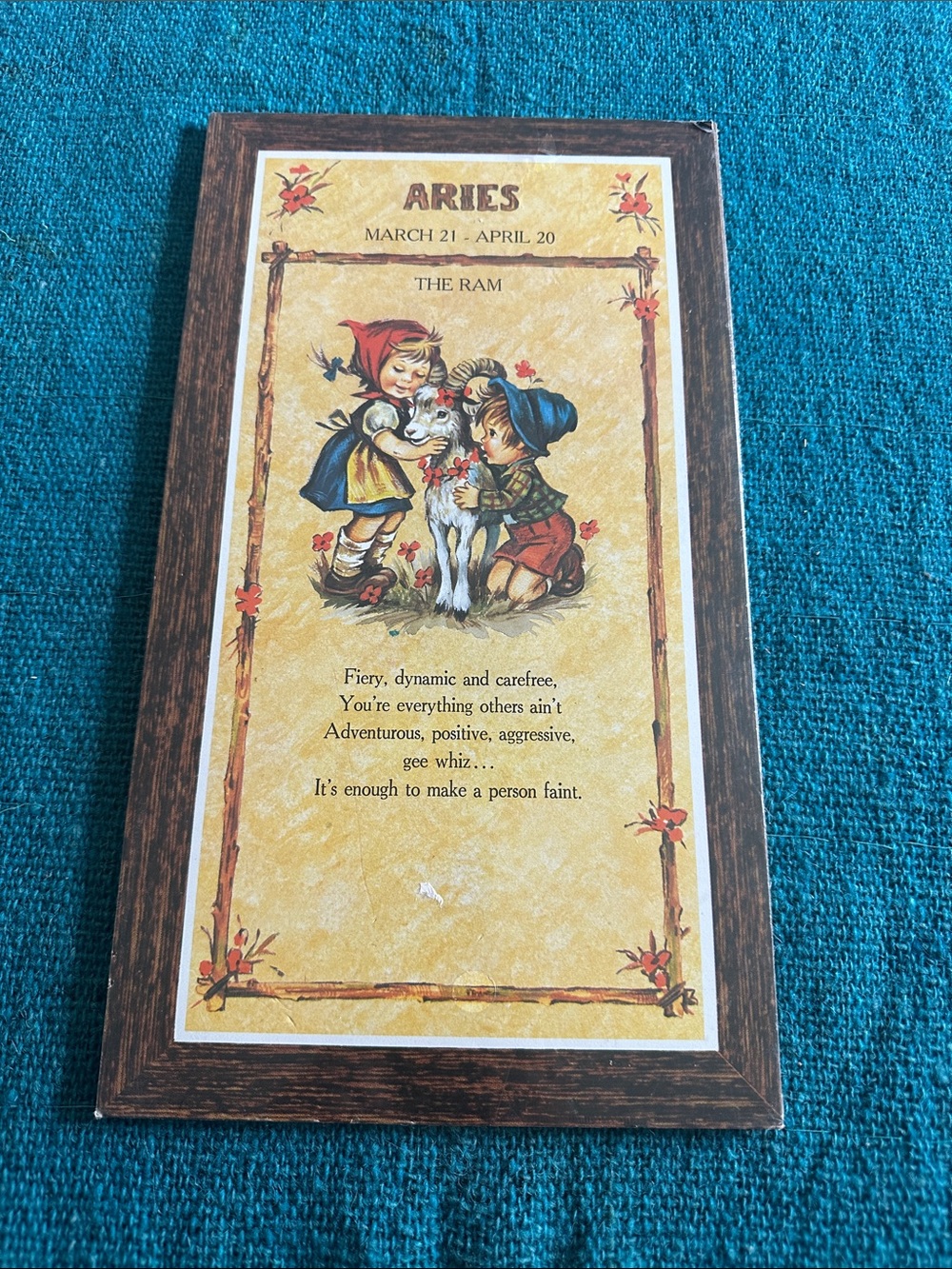 Retro 70s Aries the Ram Zodiax Art Wall Plaque Decor